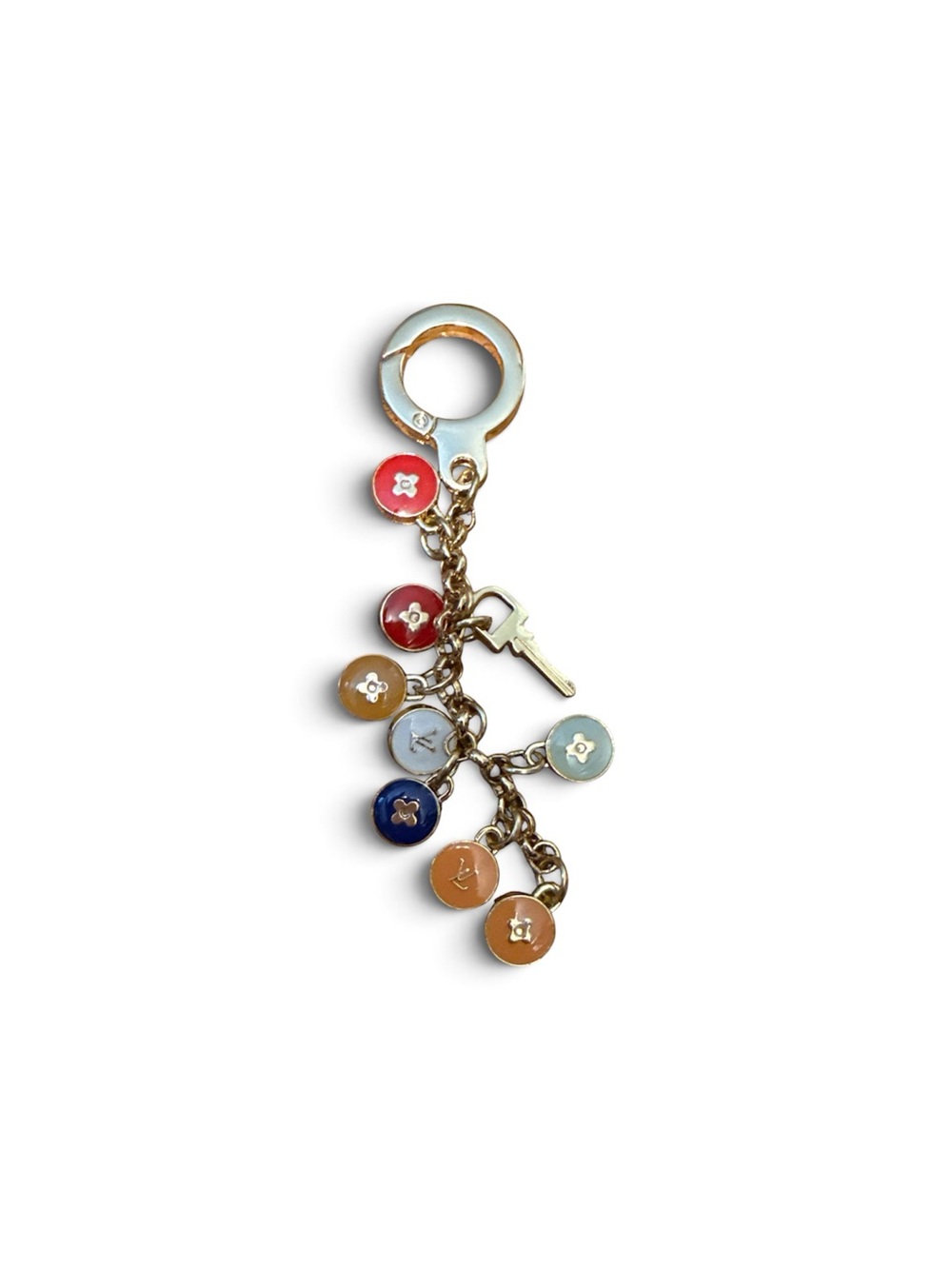 Source Unknown Multicolor Enamel Disc Charm Keychain with Gold Hardware